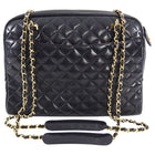 Chanel Vintage 1989 Large Lambskin Leather Quilt Chain Strap Shoulder Bag