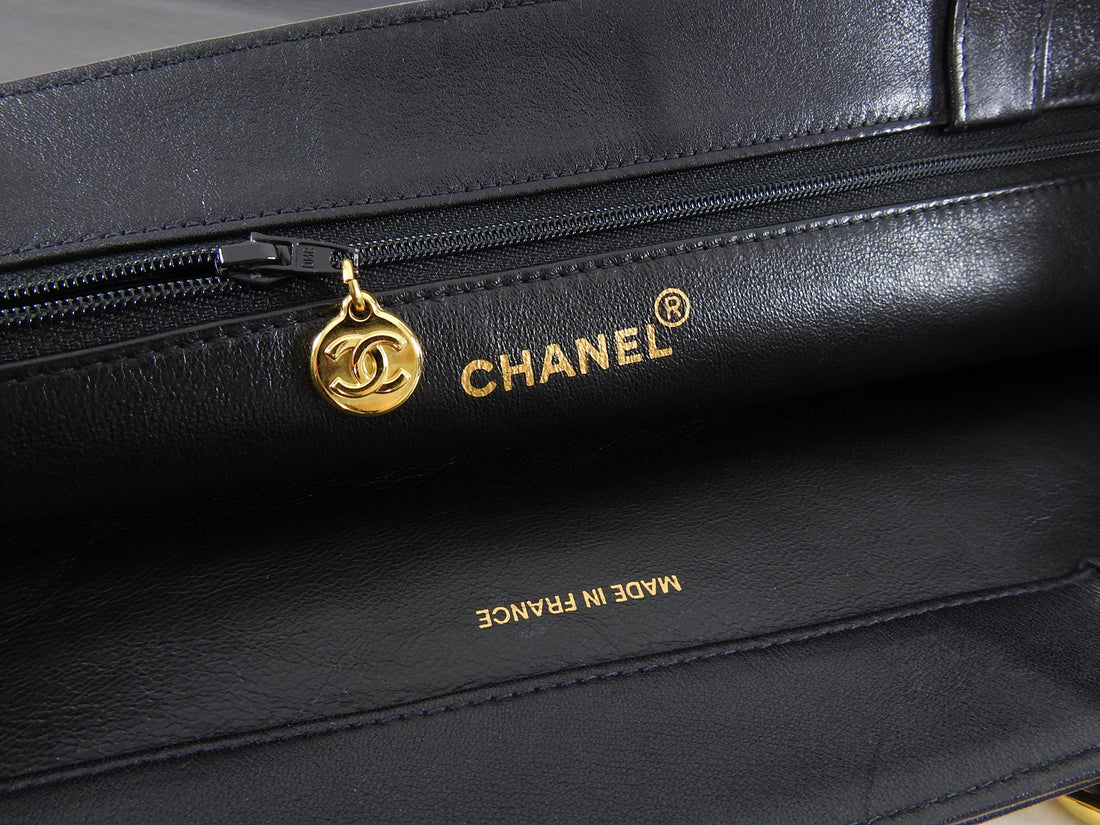 Chanel Vintage 1994 XL Lambskin CC Tote Bag with Chain Straps