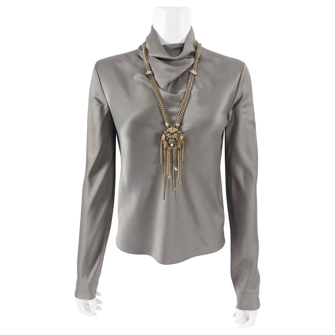 Chanel 11P Goldtone Lion Head Multi Chain Statement Necklace