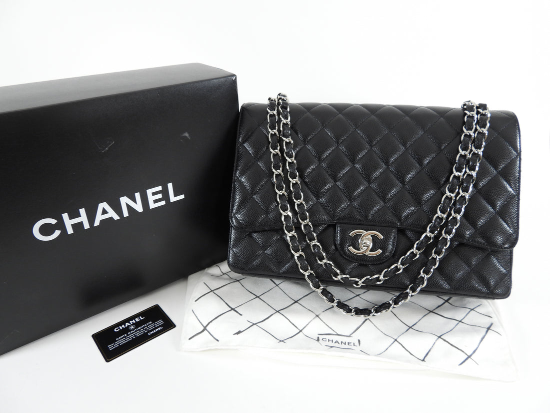 Chanel Black Caviar Maxi Classic Double Flap Bag