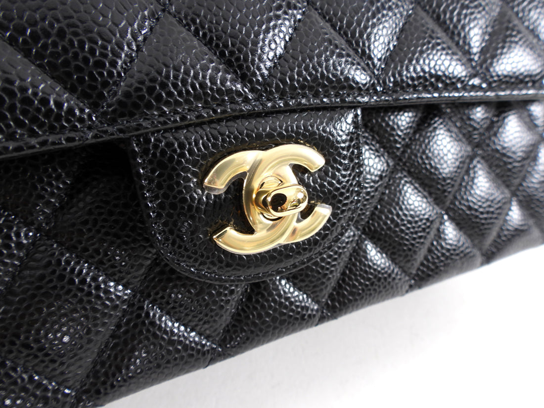 Chanel Black Caviar Leather Classic Medium Double Flap Bag GHW