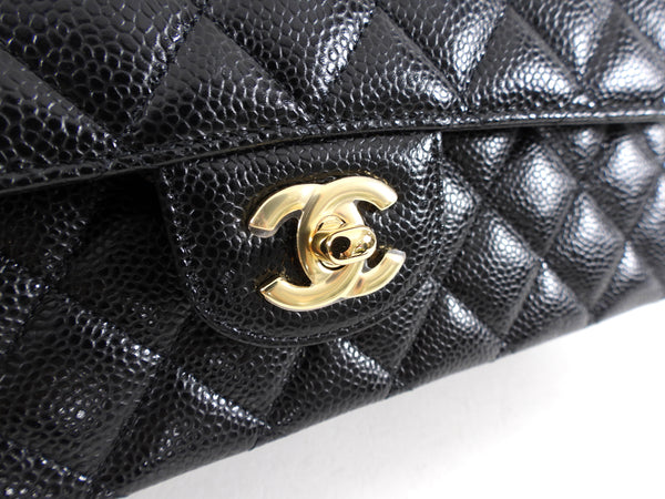 Chanel Black Caviar Leather Classic Medium Double Flap Bag GHW – I MISS YOU  VINTAGE