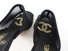 Chanel Black Mesh Mule With Stacked Pearl Heel - 40