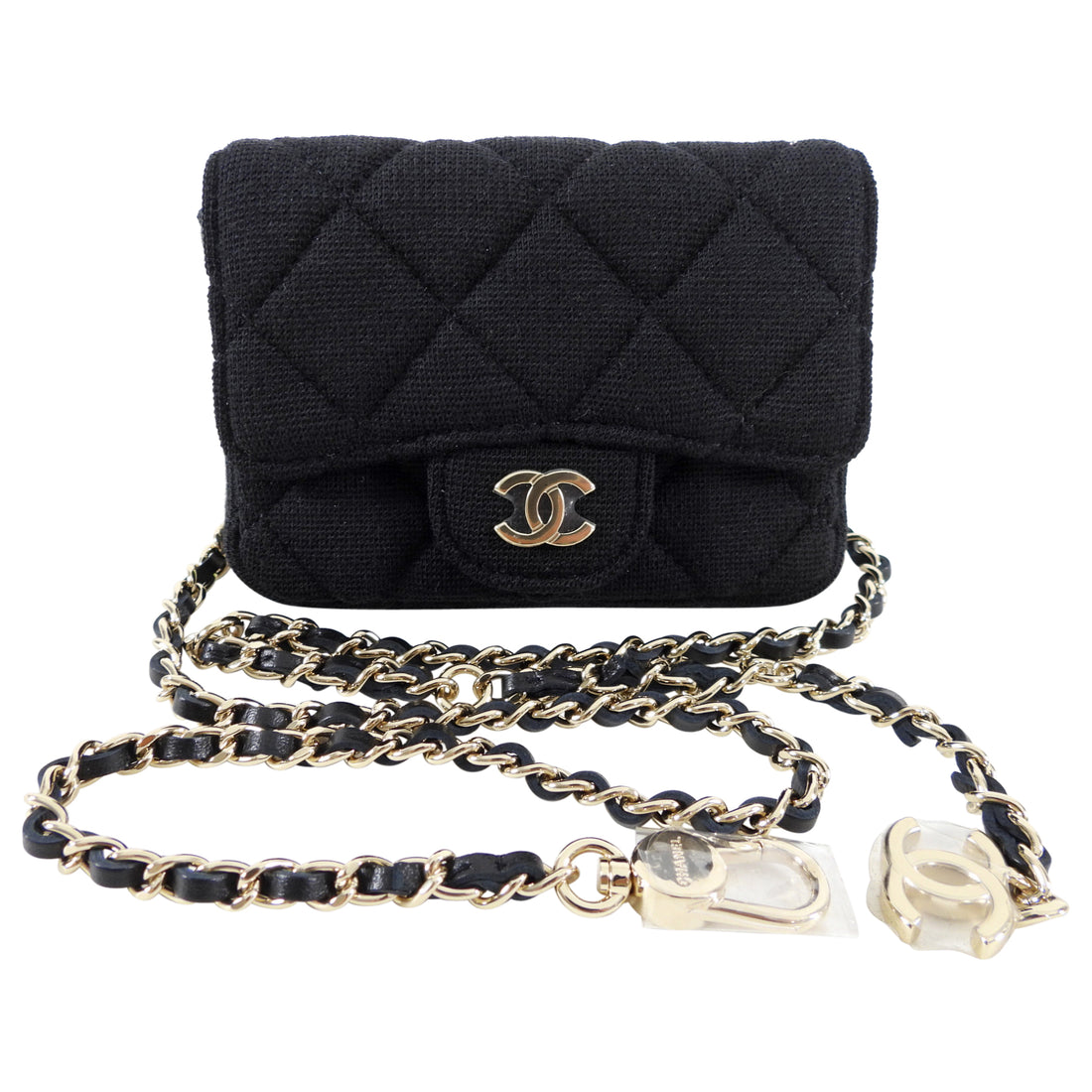 Chanel Black Micro Jersey Classic Flap Belt Bag