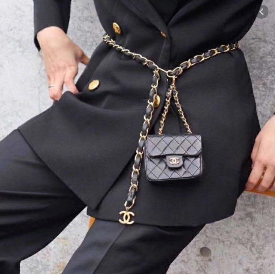 A BLACK LAMBSKIN LEATHER QUILTED MICRO FLAP BELT BAG WITH GOLD HARDWARE  CHANEL 1990s  Christies