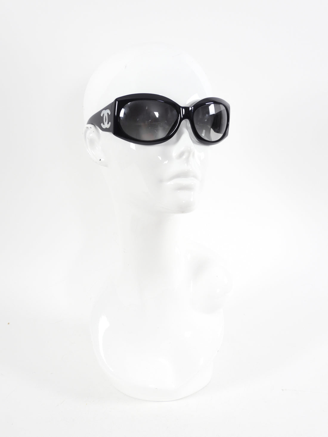 Chanel Black Wrap Sunglasses with Mother of Pearl