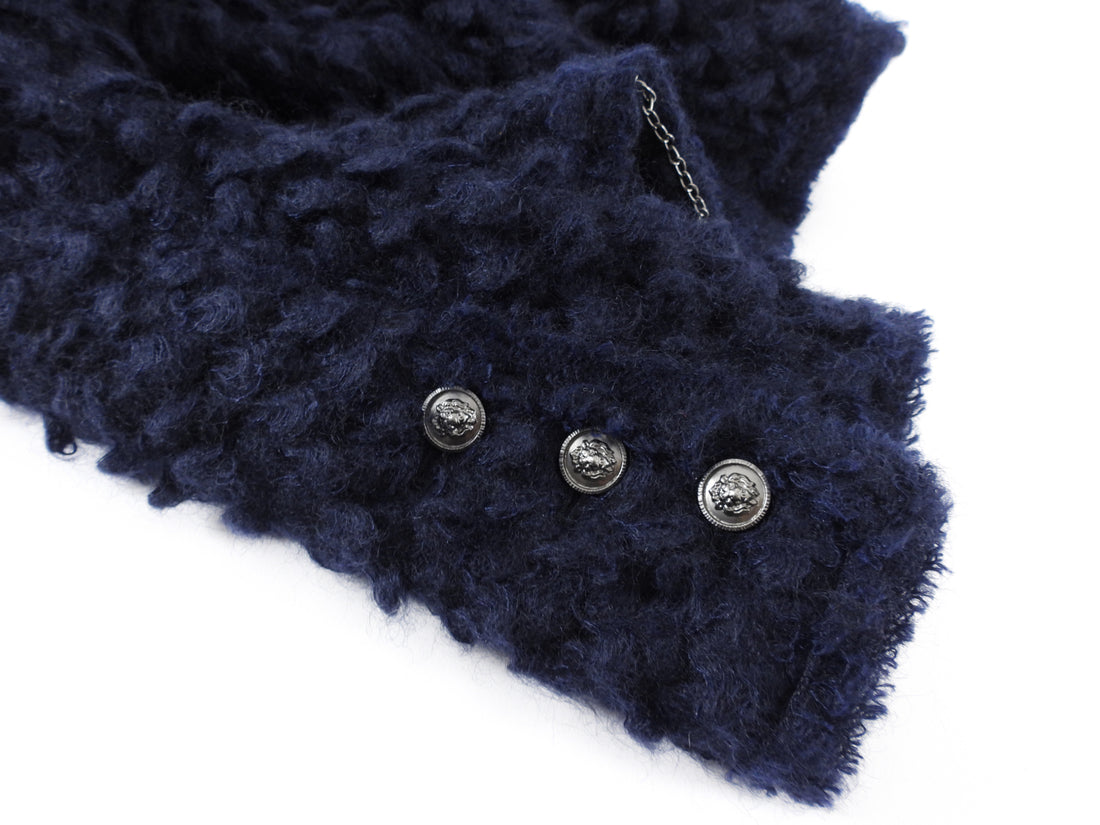 Chanel 08A Navy Boucle Textured Wool Jacket - S
