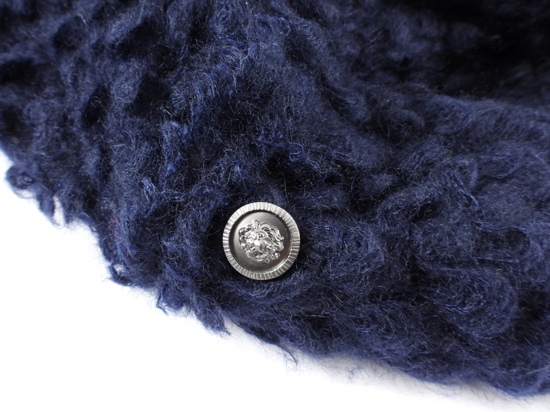 Chanel 08A Navy Boucle Textured Wool Jacket - S