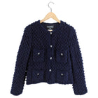 Chanel 08A Navy Boucle Textured Wool Jacket - S