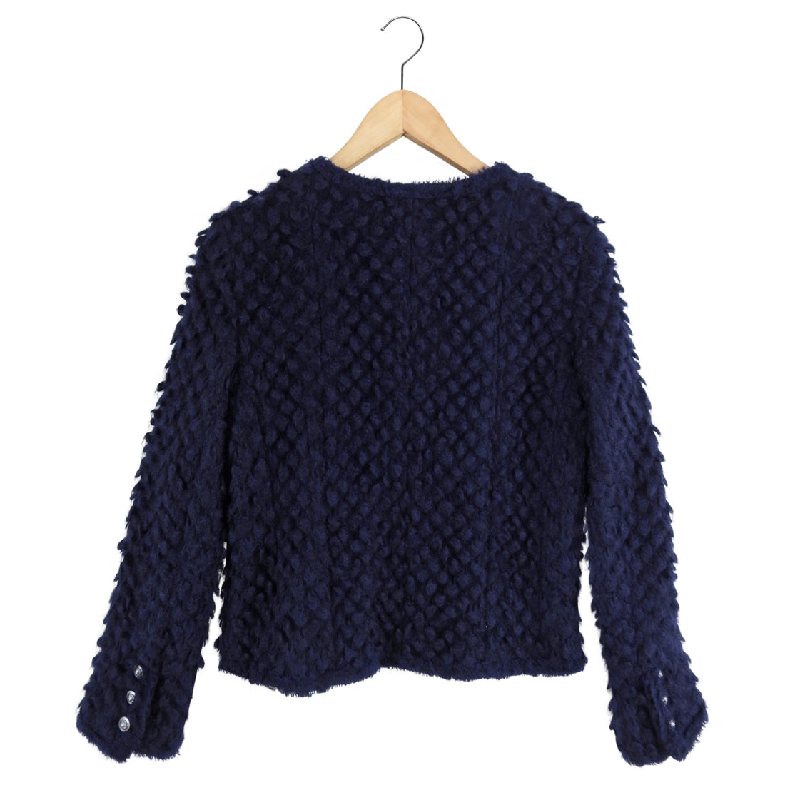 Chanel 08A Navy Boucle Textured Wool Jacket - S