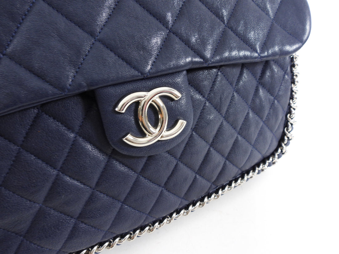 Chanel Navy Blue Chain Around Maxi Flap Bag – I MISS YOU VINTAGE