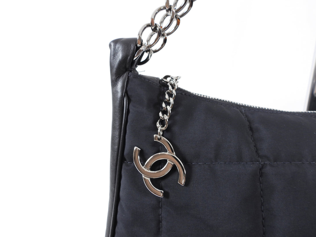 Chanel Vintage 2002 Nylon and Leather Chain Strap Hobo Bag – I