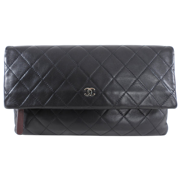 Chanel Black Lambskin classic Beauty CC Fold Over Clutch Bag