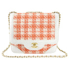 Chanel Vintage White and Orange Tweed Flap Bag