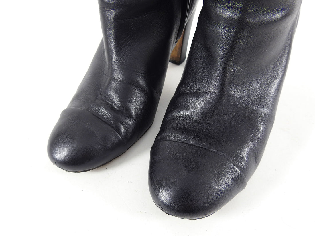 Chanel Black Leather CC Logo Over the Knee Tall Boots - 38.5 / 8 – I MISS  YOU VINTAGE