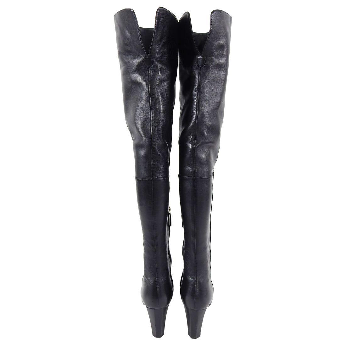 Chanel Black Leather CC Logo Over the Knee Tall Boots - 38.5 / 8 – I MISS  YOU VINTAGE