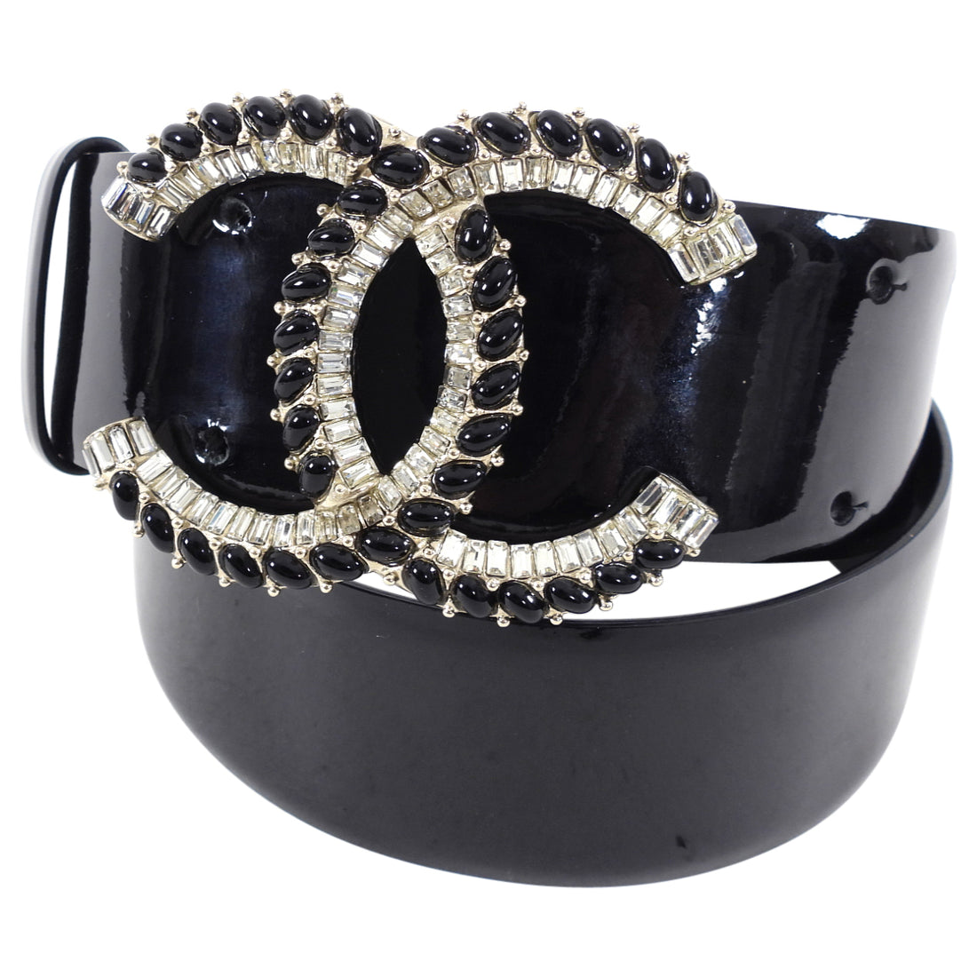 Chanel 08C Black Patent Crystal Strass CC Belt - S 26-32” – I MISS YOU  VINTAGE