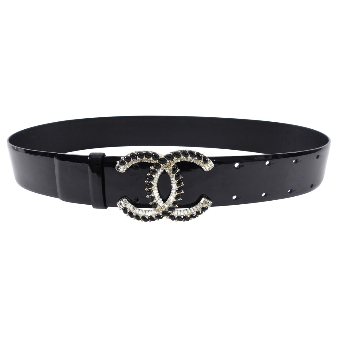 Chanel Black Leather Skinny Turnlock CC Belt Size 75/30 - Yoogi's Closet