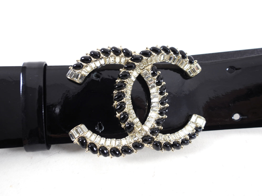 Chanel Vintage Chanel Black Quilted Leather Belt CC