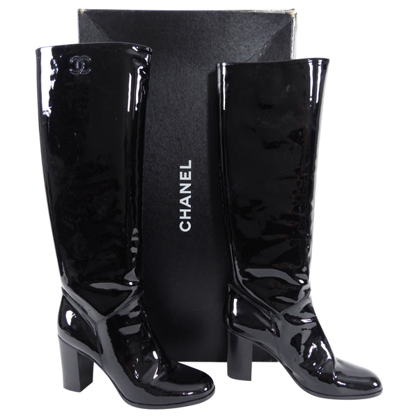 Patent leather boots Chanel Black size 40 EU in Patent leather - 31492128