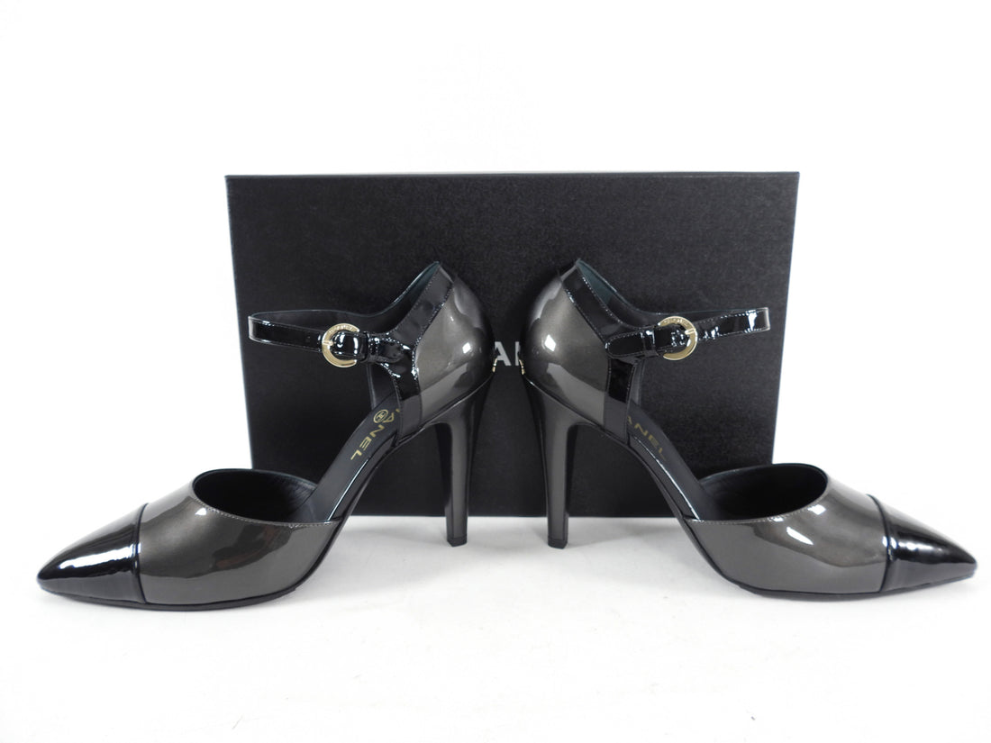 Chanel Grey and Black Two Tone Patent D’Orsay Heels - 41 / 40