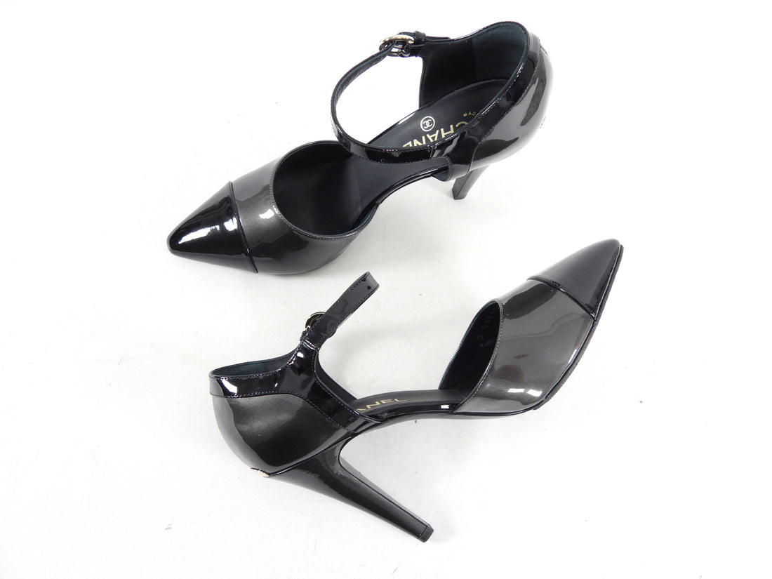Chanel Grey and Black Two Tone Patent D’Orsay Heels - 41 / 40