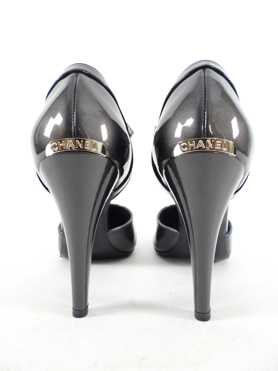 Chanel Grey and Black Two Tone Patent D’Orsay Heels - 41 / 40