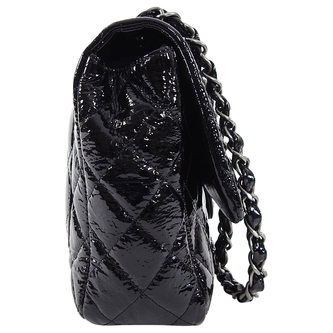 Chanel Patent Leather Jumbo Quilted Single Flap Bag