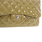 Chanel Gris Fonce Patent Leather Quilt Jumbo Double Flap Bag Silver Hardware 