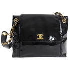 Chanel Vintage 1996  Black Patent Leather CC Turn Clasp Shoulder Bag