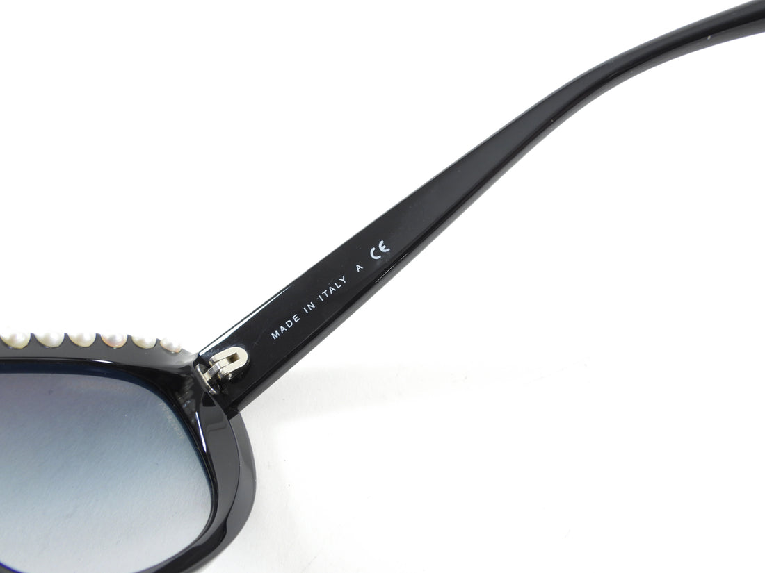 Chanel SS2013 Black Sunglasses with Faux Pearls 6038H