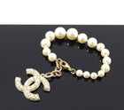 Chanel 14B Faux Pearl Graduated Bracelet With CC Charm