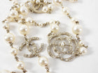 Chanel 14V Pearl and Camelia CC Long Single Strand Necklace