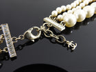Chanel 14B Triple Pearl Multi Strand Jewelled CC Necklace 