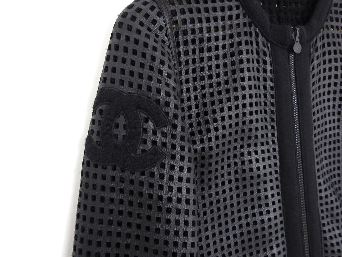Chanel Black Perforated Leather CC Reversible Coat – FR40 / USA 6/8