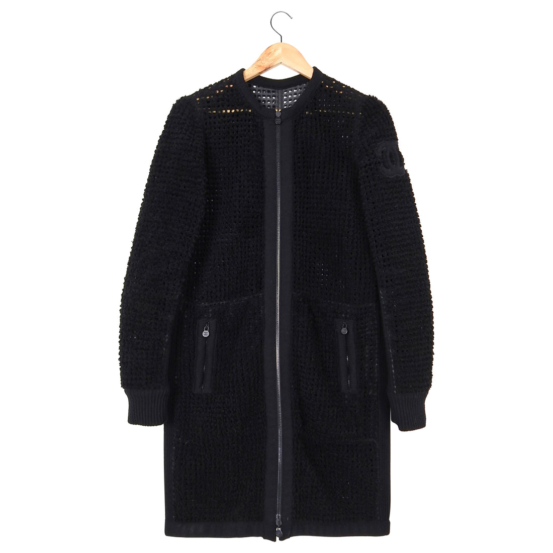 Chanel Black Perforated Leather CC Reversible Coat – FR40 / USA 6/8