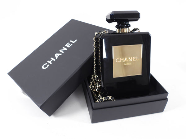 Chanel Limited Edition Black Plexiglass Perfume Bottle Bag. The, Lot  #58003