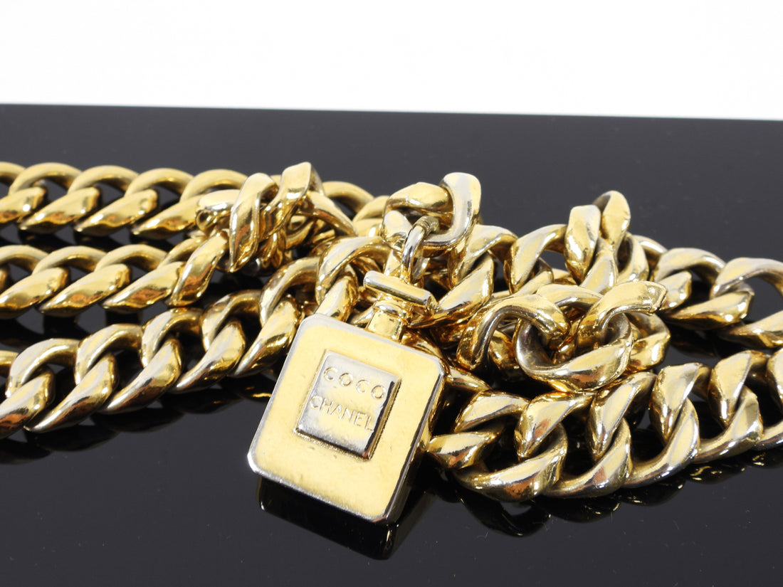Chanel Vintage Gold Chain Belt with Coco Perfume Bottle – I MISS
