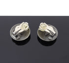 Chanel Vintage 1999 Round CC Logo Pewter Button Earrings