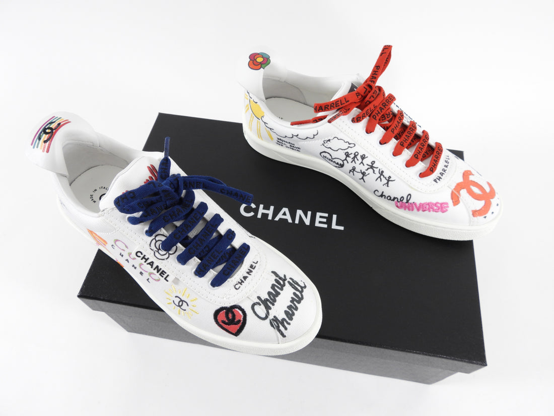 Chanel x Pharrell Limited Edition White Tennis Sneakers - 37.5