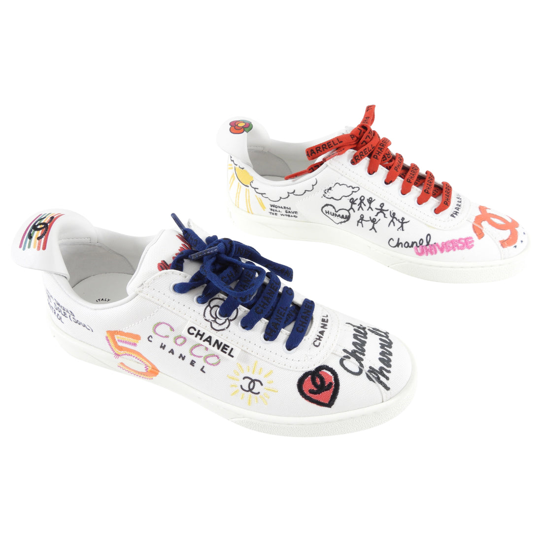 Chanel x Pharrell Limited Edition White Tennis Sneakers - 37.5