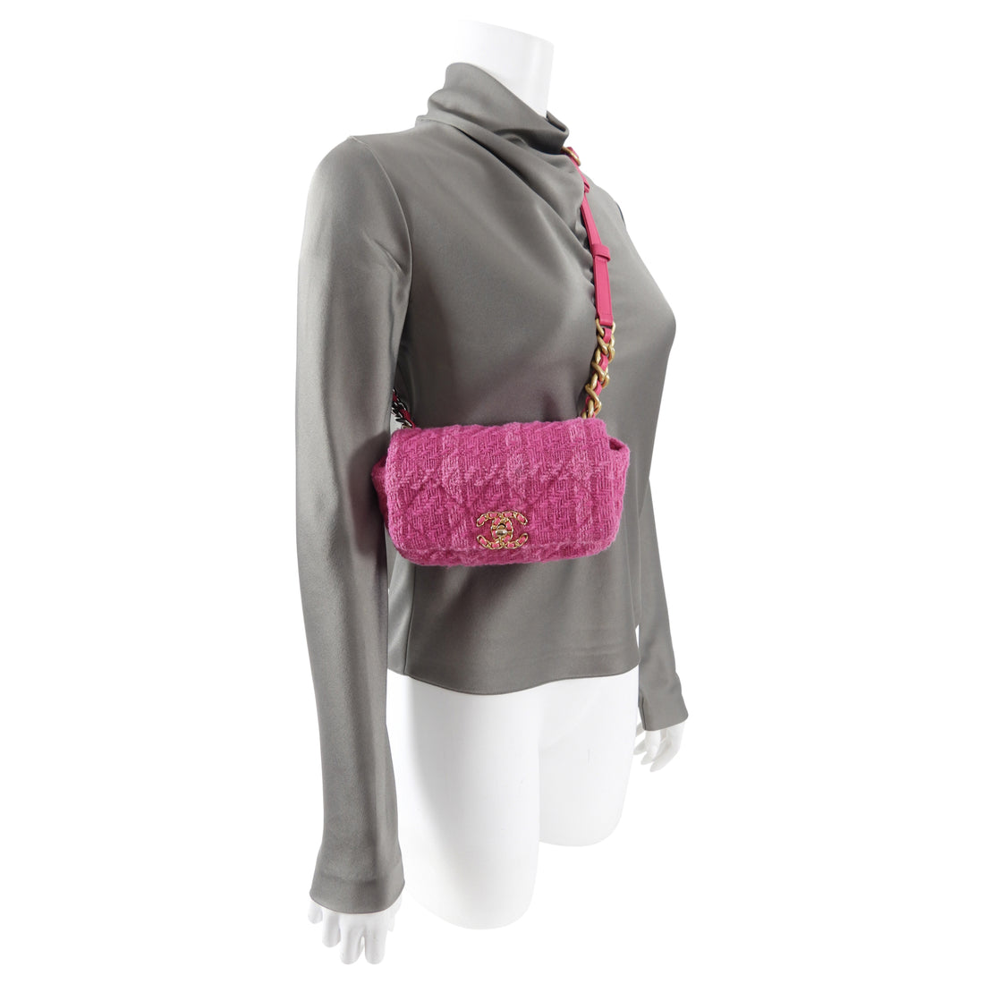 Chanel 19 Pink Tweed Runway Waist Bag / Belt Bag