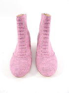 Chanel Paris Salzburg Pink Felt Gold Heel Ankle Boots - USA 9