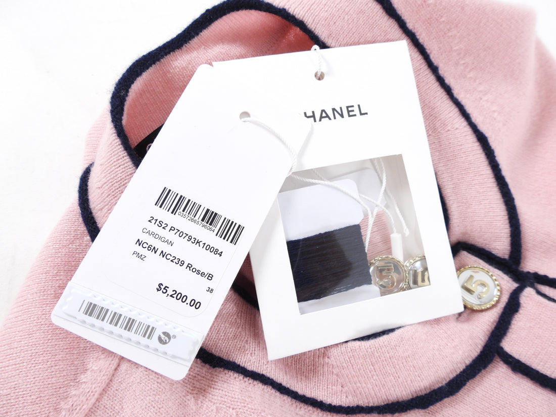 Chanel 21S Pink Runway Cardigan Sweater with No. 5 Buttons - FR38 / USA S
