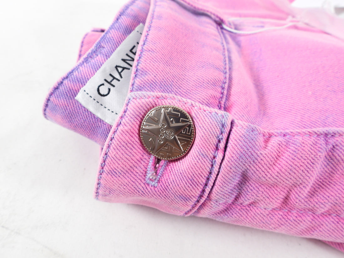 Chanel 21S Pink Wide Leg Denim Jeans - FR36