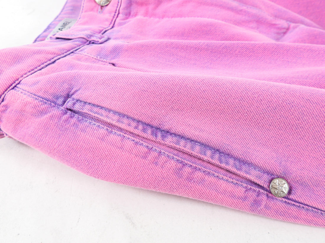 Chanel 21S Pink Wide Leg Denim Jeans - FR36