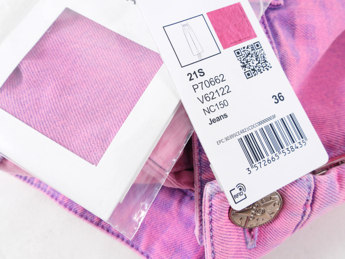 Chanel 21S Pink Wide Leg Denim Jeans - FR36