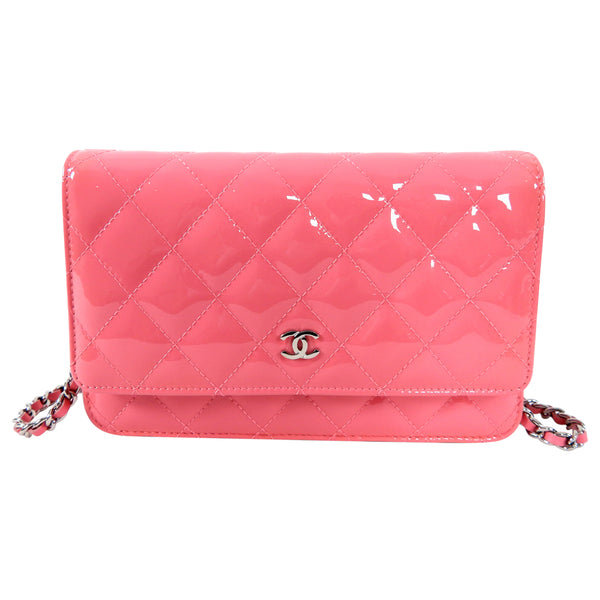 Chanel Bubble Gum Pink Patent Leather Wallet on Chain Crossbody