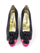 Chanel 87A Black and Pink Satin Pumps - 37.5