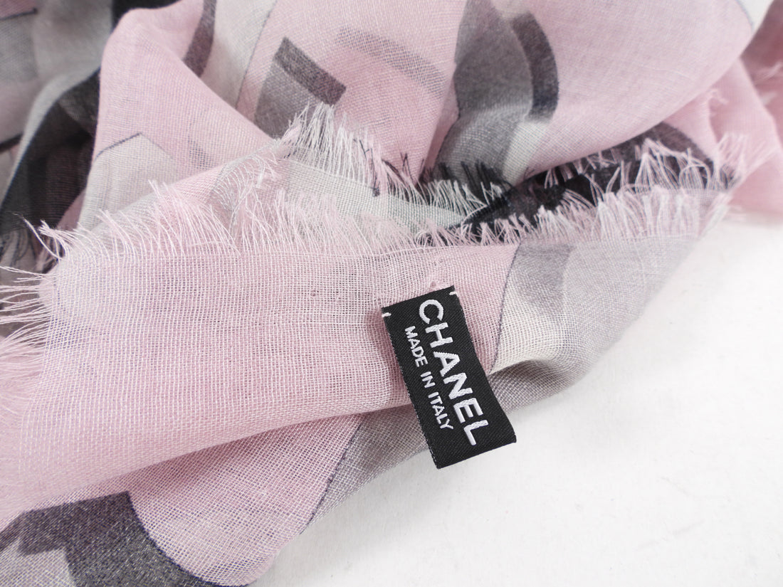 Authentic Chanel Shell Pink/Watercolour Floral Long Scarf – Luxe
